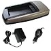 HQRP BRAND NEW Replacement AC+DC / HOME+CAR BATTERY CHARGER FOR HP PHOTOSMART R607XI R727 R967, with Black Mini Tabletop Tripod