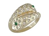 Cania - size 6.75 14K Gold Emerald & Diamond Ring - B0002HGLP4