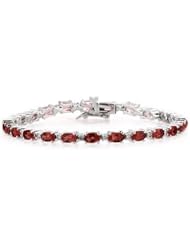 14k White Gold Diamond and Garnet Bracelet