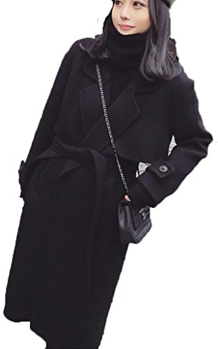 (ドチィン)DaoCheng レディース 秋 冬 ウールコート チェスターコート ロング丈 無地 ウールコート スーツネック ベルト付き スリム ウールコート ゆったり 体型カバー ラシャ コートあったか ソフト 保温 防寒 アウター 通勤 通学 ウールコート XS-3XL