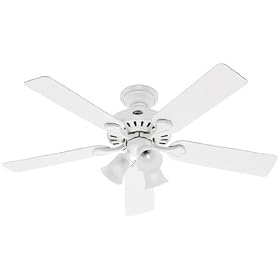 Hunter 28612 Builder Select Plus White 52" Ceiling Fan with Light