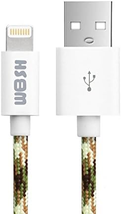 USB Cable, Cotton Braided [Apple MFi Certified] for iPhone 6s, 6 Plus, 5s, iPad Air, Air2, Mini 1 2 3 4, iPod Touch 5/6th gen, and iPod Nano 7th Gen - Compatible With iOS 9 (Camouflage)