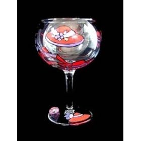Red Hat Dazzle Design - Hand Painted - Goblet - 12.5 oz. by BELLISSIMO!