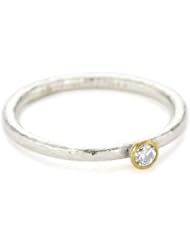 GURHAN "Skittle" Silver with High Karat Gold Accents Diamond Ring, Size 7