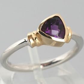 14K Yellow and White Gold Amethyst Ring - OldCities Estate Jewelry by