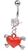 Enamel Heart & Crossbones - Cute Sexy Girly Belly Navel Button Ring Body Jewelry