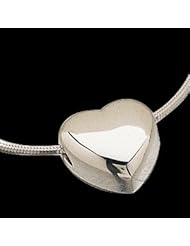 10.00 X 10.00 MM Platinum Metal Fashion Heart Chain Slide On 18" Diamond Cut Snake Chain