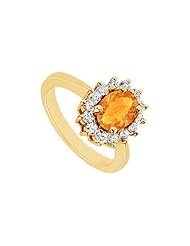 Citrine and Diamond Ring 14K Yellow Gold - 1.50 CT TGW