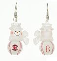 Boston Red Sox Set of 1" Snowman Baseball Earrings - MLB Baseball