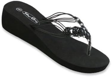 Sunville Womens Fashion Wedge Beaded Sandals