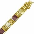 14K Two Tone Gold, Fancy Onyx. Men's Bracelet