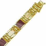 14K Two Tone Gold, Fancy Onyx. Men's Bracelet