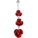 Jewelry : Ruby Red ROSE BOUQUET Dangle Belly Ring