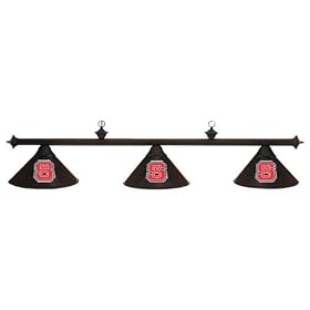 North Carolina NC State Wolfpack 3pc BLACK METAL SHADE POOL TABLE LIGHT LAMP