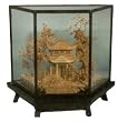 Chinese cork carving / sculpture / picture - hand carved, black lacquer frame (#212)