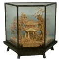 Chinese cork carving / sculpture / picture - hand carved, black lacquer frame (#212)
