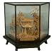 Chinese cork carving / sculpture / picture - hand carved, black lacquer frame (#212)