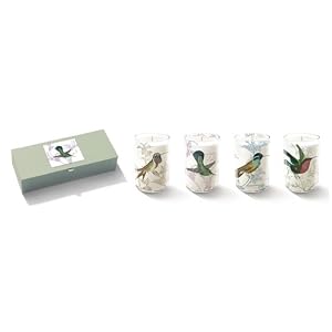 Hummingbirds Transferware Votive Candles, Set of 4