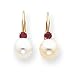 14k Gold 6-6.5mm White Pearl & .10ct. Ruby title=