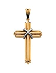 14K Yellow Gold /White Gold 36.75X24.50 mm Two Tone Cross Pendant