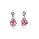 Sterling Silver Pink Peardrop CZ Earrings