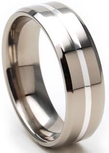 Titanium Ring, Sterling Silver, Comfort Fit, Titanium Wedding Band
