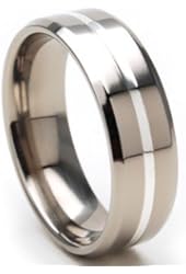 7mm Titanium Ring, Sterling Silver Band, Titanium Rings Wedding Band