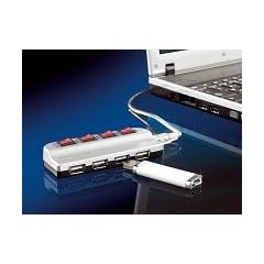 Xystec Aktiver 4-Port USB2.0-Hub, Ports einzeln schaltbar + Netzteil