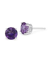 6mm Amethyst Stud Earrings Platinum Setting Push Backings