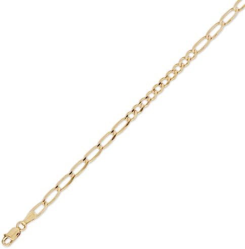 14K Solid Yellow Gold Figaro 10+7 Chain Bracelet 4.0mm (5/32 in.) - 7 in.