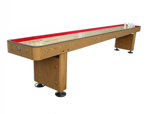 Playcraft Woodbridge 12' OakShuffleboard with Red carpet