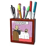 Londons Times Funny Cat Cartoons - Cat Funeral - Tile Pen Holders-5 inch tile pen holder