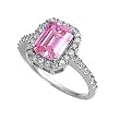Sterling Silver Ring - Clear CZ and Rectangular Pink CZ - Prong Set - 13 mm x 2 mm, Sizes 5-10 Sterling Silver Ring - Clear CZ and Rectangular Pink CZ - Prong Set - 13 mm x 2 mm, Sizes 5-10