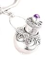 Sterling Silver Amethyst Urn Perfume Jar Box Scent Bottle Locket Pendant