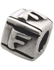 Zable(tm) Sterling Silver Block F-Letter Bead / Charm
