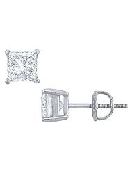 Platinum Princess Cut Diamond Stud Earrings 2.00 CT. TW.