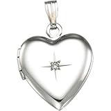 14.50X15.00 Mm Sterling Silver Heart Shaped Locket W/Diamond