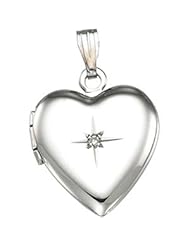 Sterling Silver Heart Shaped Locket With Diamond