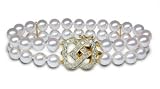 6.5x7mm AAA Quality Japanese Akoya Double Strand Bracelet - 8 inches (Point Clasp)