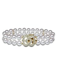 6.5x7mm AAA Quality Japanese Akoya Double Strand Bracelet - 7 inches (Point Clasp)