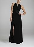 David's Bridal Jersey Dress with Keyhole Neck and Beaded Waist Style 9455