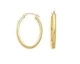 14k Yellow Gold Single Oval Hoop Earrings