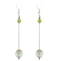 Silver Tone White Glass Bead Drop Earrings