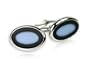 Refined Oval Black Onyx and Ice Blue Cufflinks with Gift Box