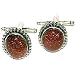 Set of Cufflinks Pair in Sterling Silver & Sunstone Gemstone Handmade In India (cflng069b)