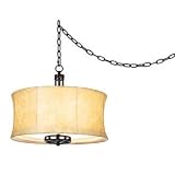 Faux Leather Shade Swag Plug-In Style Pendant
