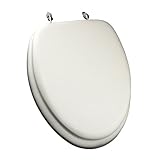 Comfort Seats C1B5E2-00CH Deluxe Soft Toilet Seat with Wood Cores and Chrome Hinges, Elongated, Whi