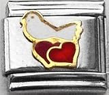 Clearly Charming Dove and Hearts Animal Theme Birds Italian Charm Link Bracelet