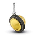 2-1/4 Metal Ball Caster with Rubber Tread, Bright Brass with 5/16 x 1-1/2 Wood (Grip Neck) Stem