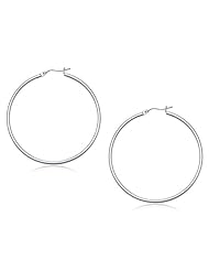 14K White Gold Polished Hoop Earrings (50 mm)